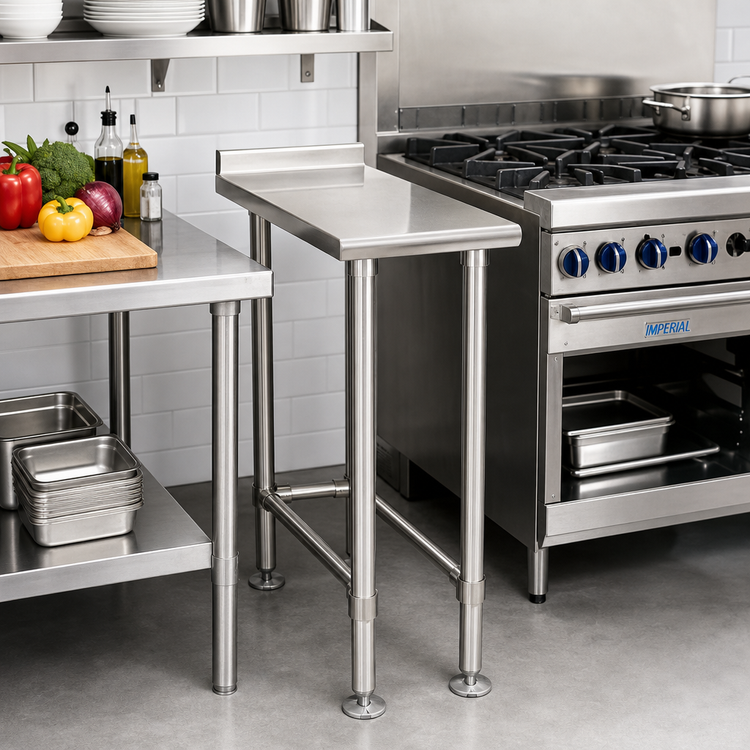 Product image #2 for Eagle Spec-Master 15" W x 36" D 14-Gauge Stainless Steel Filler Table with Rear Upturn