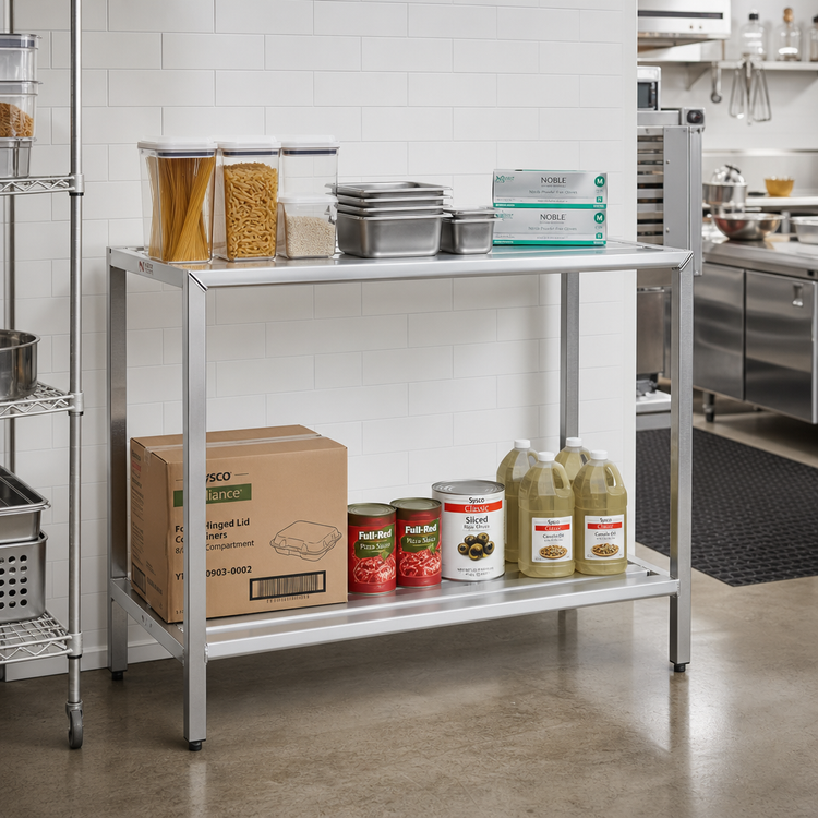 Product image #2 for New Age H.D. Series All-Welded Heavy-Duty 2-Shelf Aluminum Shelving Unit — 72" W x 20" D x 48" H