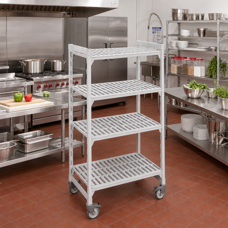 Product image #3 for Cambro Camshelving Premium 4-Shelf Vented Mobile Starter Unit, 21 x 42 x 75-1/4 in, Speckled Gray