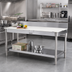 Thumbnail image #2 for 96 Inch x 30 Inch Poly Top Work Table with 6 Inch Backsplash, Open Aluminum Base