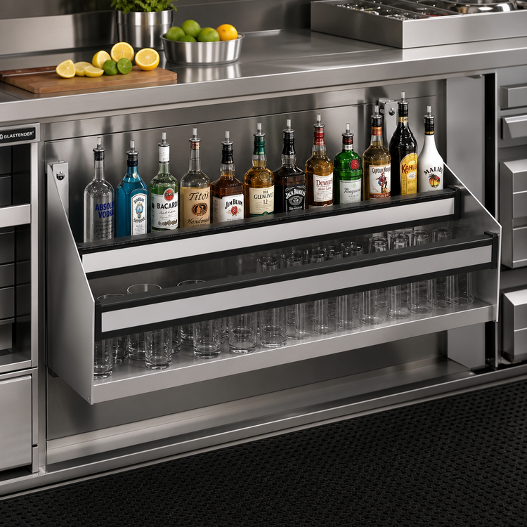 Product image #2 for Glastender 30-Inch Double Speed Rail, Stainless Steel, Open Step-and-Rail Design