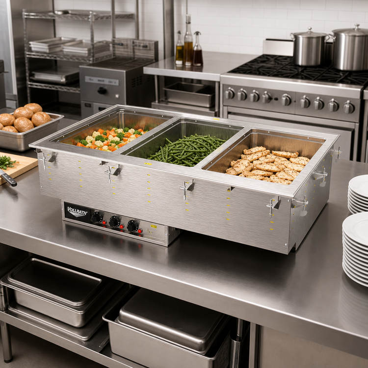 Product image #2 for Vollrath Three-Well Drop-In Electric Hot Food Well Unit with Auto-Fill and Infinite Controls