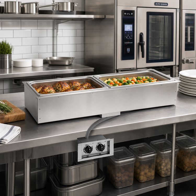 Product image #2 for Alto-Shaam Halo Heat Drop-In Electric Hot Food Well Unit, 44-3/8 Inch Wide, (2) Full-Size Pan Capacity