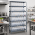 Thumbnail image #2 for Quantum Heavy-Duty Stationary Wire Shelving Unit with 8 Shelves and 56 Clear Bins, 36 x 18 x 75 Inches