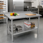 Thumbnail image #2 for John Boos Stallion ST6R1.5-3084GSK-X 84-Inch x 30-Inch Stainless Steel Work Table with Rear Up-Turn and Adjustable Undershelf