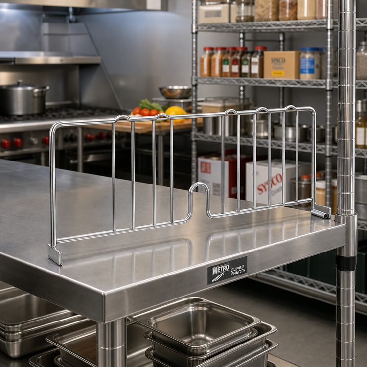 Product image #2 for Metro Super Erecta Chrome Shelf Divider for Solid Shelves, 8-Inch H x 18-Inch D