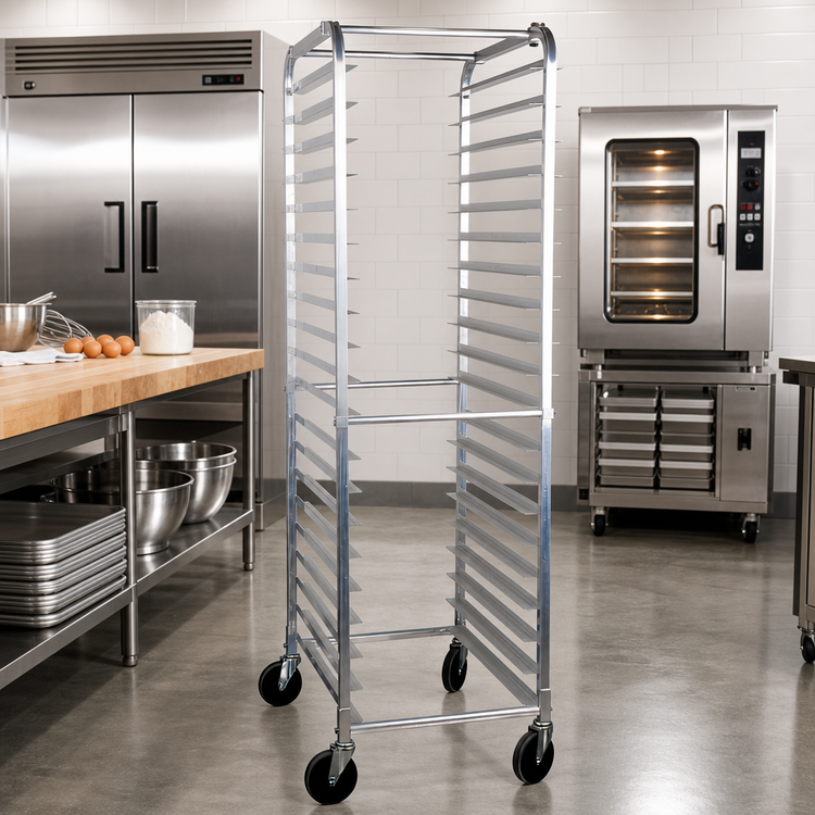 Product image #2 for Mobile Full-Height Aluminum Sheet Pan Rack, End Loading, 20-Pan Capacity