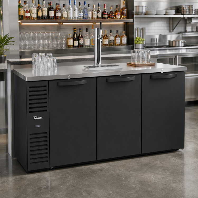 Product image #2 for True Pass-Thru Single-Zone Refrigerated Draft Bar Cooler, 60-Inch, 4 Doors, 1 Beer Column