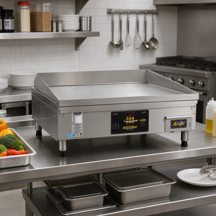 Product image #2 for AccuSteam Electric Steam-Heated Countertop Griddle, 24 x 24 Inch, 240V, 3-Phase