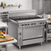 Thumbnail image #2 for Garland Cuisine Series 36-Inch Heavy Duty Gas Range with 3 Open Burners, 3 Hot Tops, and Standard Oven