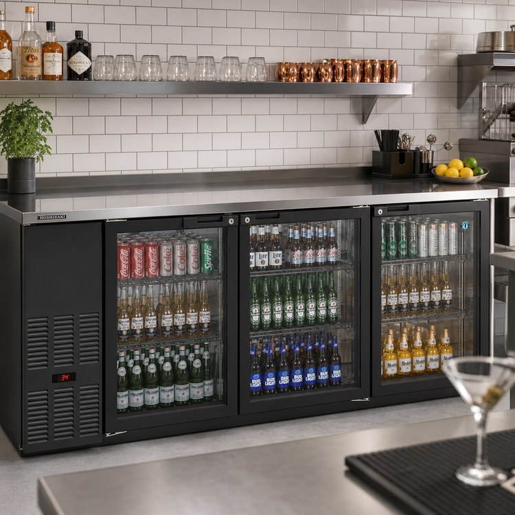 Product image #2 for Hoshizaki 80-Inch Three-Section Reach-In Back Bar Cooler with Glass Swing Doors