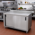 Thumbnail image #2 for Advance Tabco 84-Inch x 30-Inch Enclosed Work Table with Sliding Doors and 14-Gauge 304 Stainless Steel Top