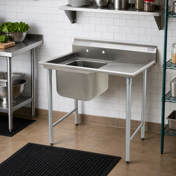 Product image #2 for Eagle Group 1-Compartment Sink with Right Drainboard, 40-3/4 x 31-3/4 Inch