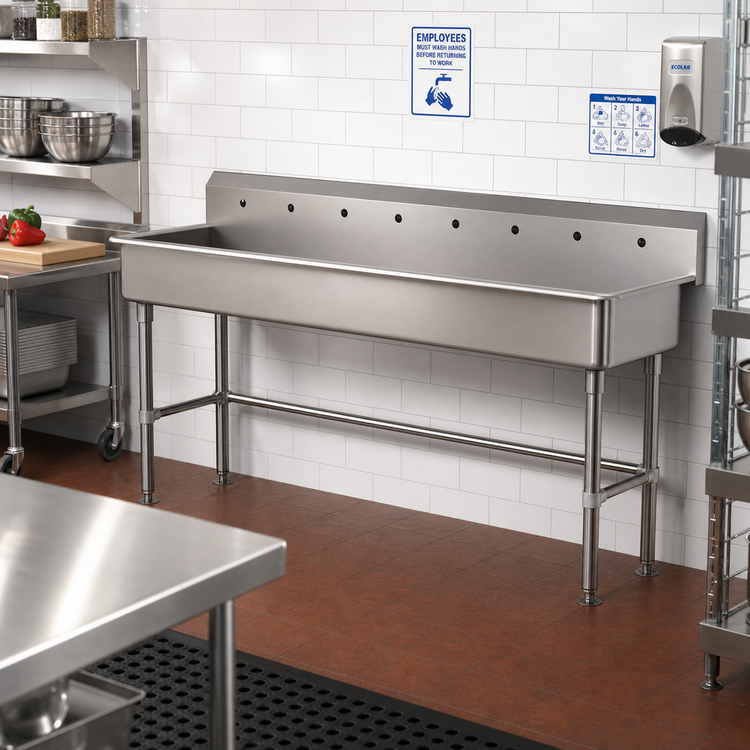 Product image #2 for Advance Tabco FS-FM-80 80-Inch Freestanding Multiwash Hand Wash Sink with Splash Mount Faucet Provision