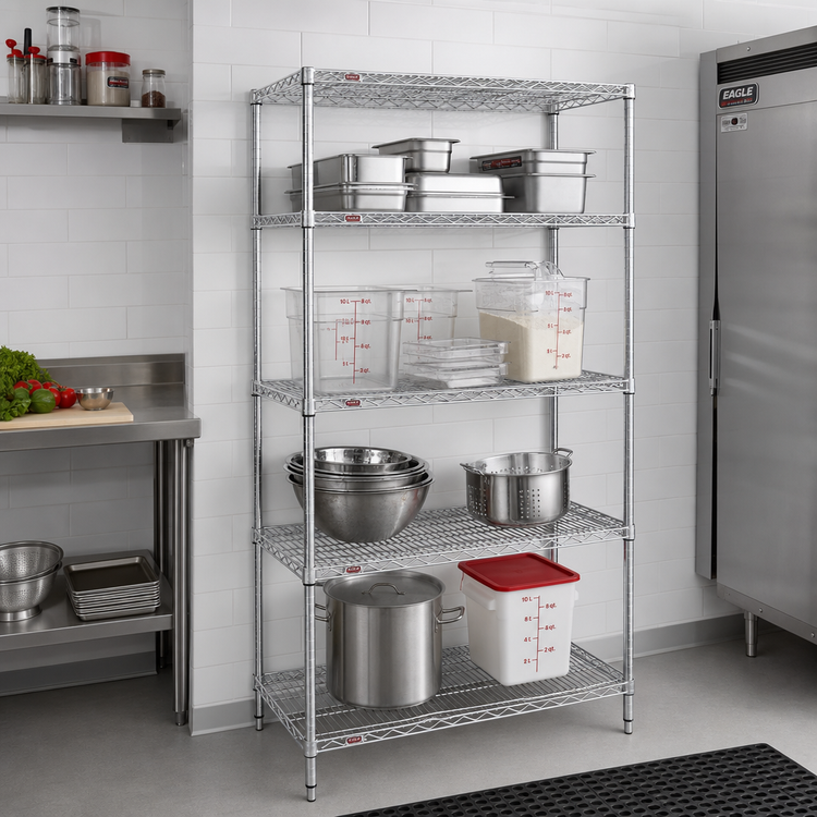 Product image #2 for Eagle Group 4-Tier Chrome-Plated Wire Starter Shelving Unit, 24 x 24 x 63 Inches