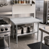 Thumbnail image #2 for John Boos Stallion 30-Inch x 30-Inch Stainless Steel Corner Work Table with 1-1/2-Inch Backsplash, Safety Edge, and Undershelf
