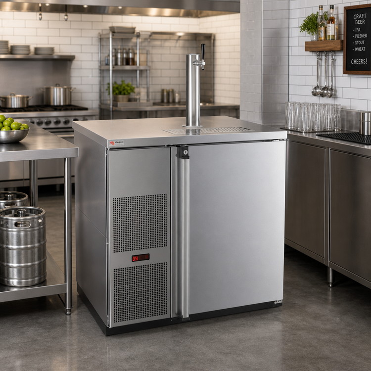 Product image #2 for Pro-Line 36-Inch One-Keg Self-Contained Direct Draw Draft Beer Cooler with Stainless Steel Finish and Glass Rinser