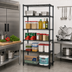 Thumbnail image #2 for Quantum 24 Inch x 14 Inch x 63 Inch Wire Shelving Starter Kit with 5 Shelves, Black Epoxy Antimicrobial Finish