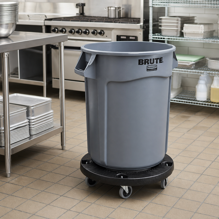Product image #3 for Bronco Black Round Waste Container Dolly with Replaceable Casters for 20-55 Gallon Containers