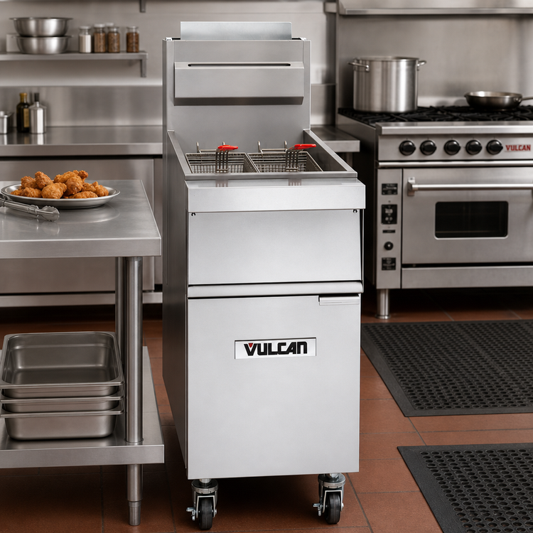 Product image #3 for Vulcan 1GR45M Free-Standing Gas Fryer, 15-1/2-Inch Wide, Millivolt Thermostat, 45-50 lb Capacity