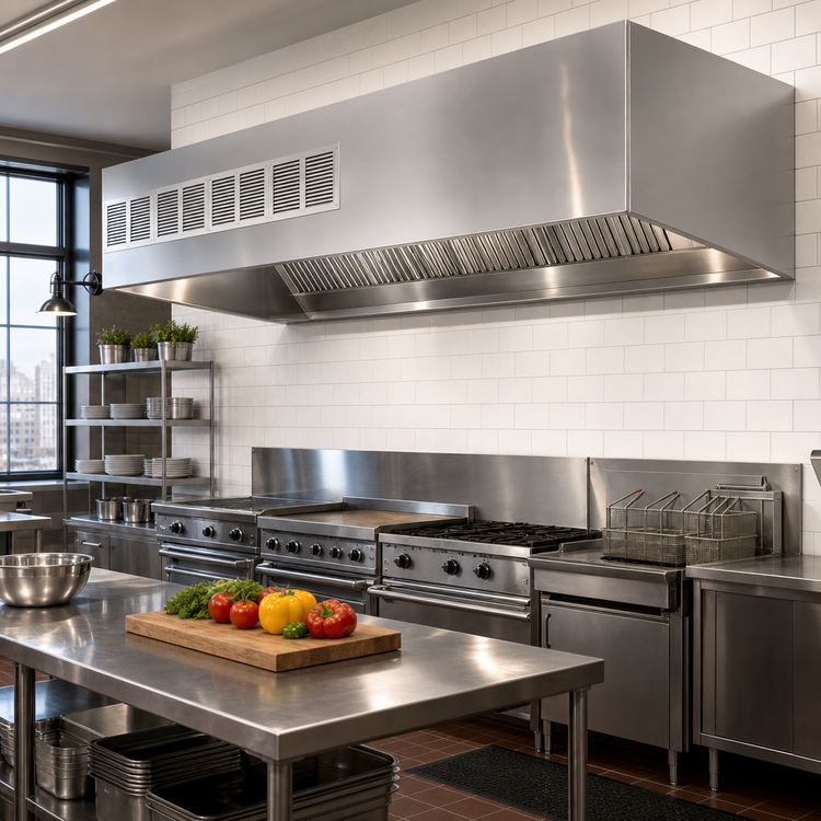 Product image #2 for SpecAir HEF96-114 Wall Type Front Discharge Make-Up Air Exhaust Hood, 114"W