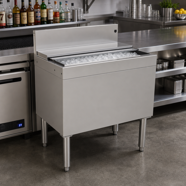 Product image #2 for Glastender Extra Deep Underbar Ice Bin with 10-Circuit Cold Plate, 30 x 19 Inch, 116 lb. Ice Capacity