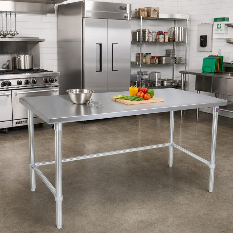 Product image #2 for John Boos Stallion 84" x 24" 14-Gauge Stainless Steel Top Work Table with Galvanized Base