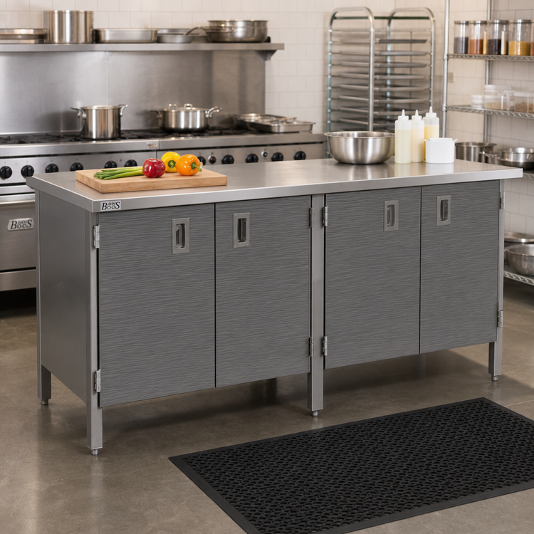 Product image #2 for John Boos 72-Inch x 30-Inch Enclosed Stainless Steel Work Table with Cabinet Base and Hinged Doors