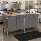 Thumbnail image #2 for John Boos EBHS4-3072 72"W x 30"D Stainless Steel Enclosed Work Table with Cabinet Base, Hinged Doors, 14-Gauge 300-Series Flat Top