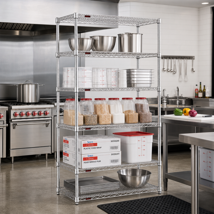 Product image #2 for Eagle Group 5-Tier Chrome-Plated Wire Shelving Starter Unit, 48"W x 24"D x 86"H