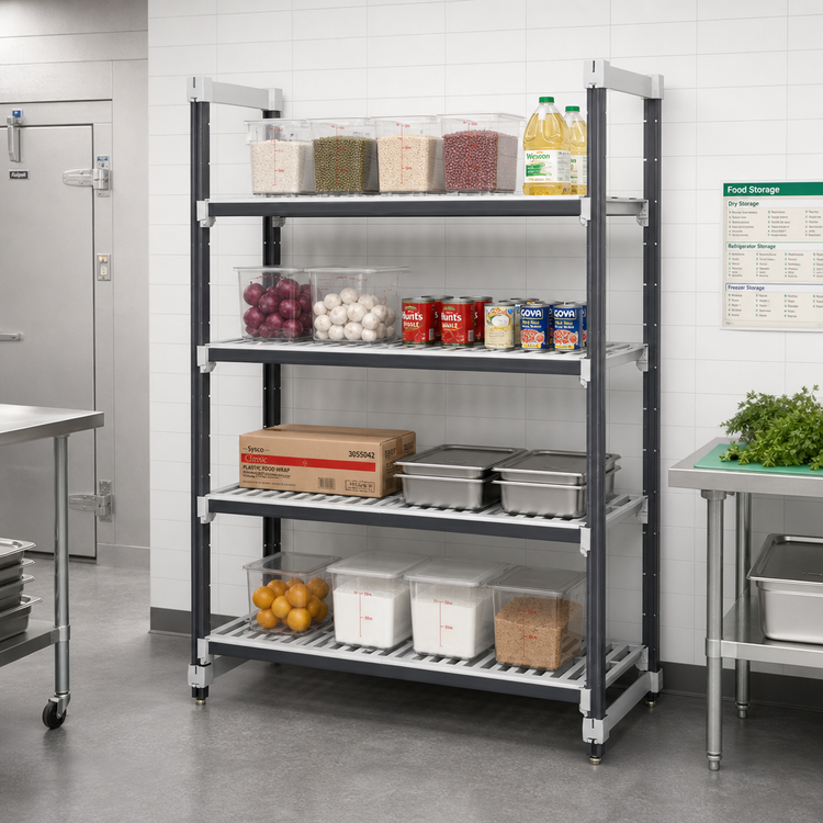 Product image #2 for Cambro Camshelving Elements XTRA 18" x 60" x 72" 4-Tier Vented Stationary Starter Polymer Shelving Unit