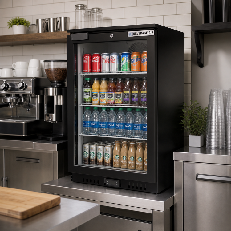 Product image #2 for Beverage Air Countertop Merchandiser Refrigerator with Double-Pane Glass Door, 5.9 Cu. Ft., Black