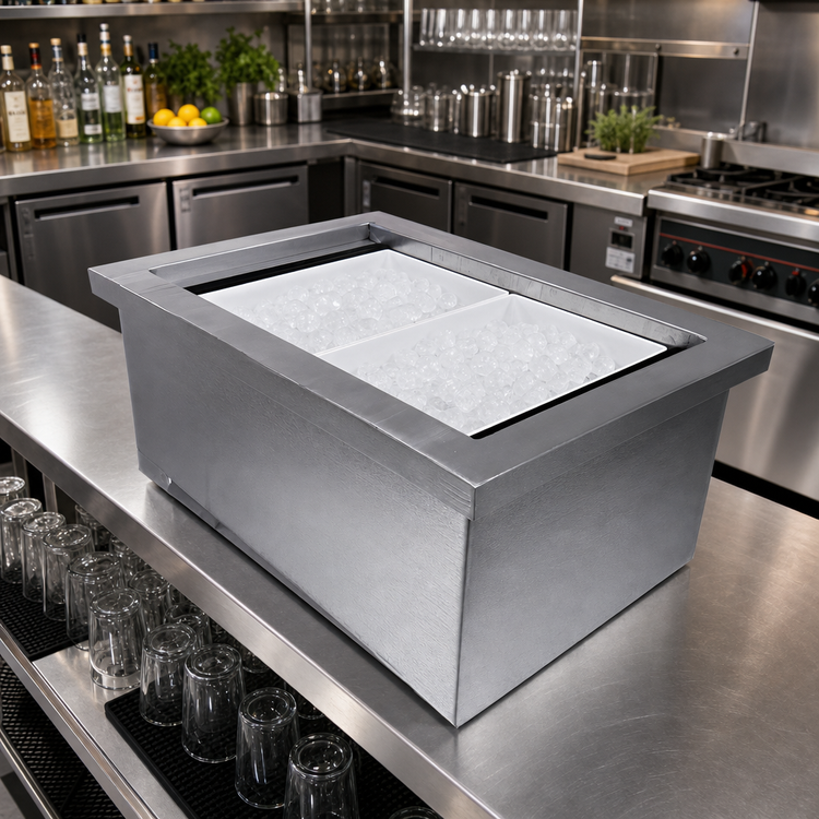 Product image #2 for TableCraft Portable Insulated Single Ice Well Without Lid, Brushed Aluminum