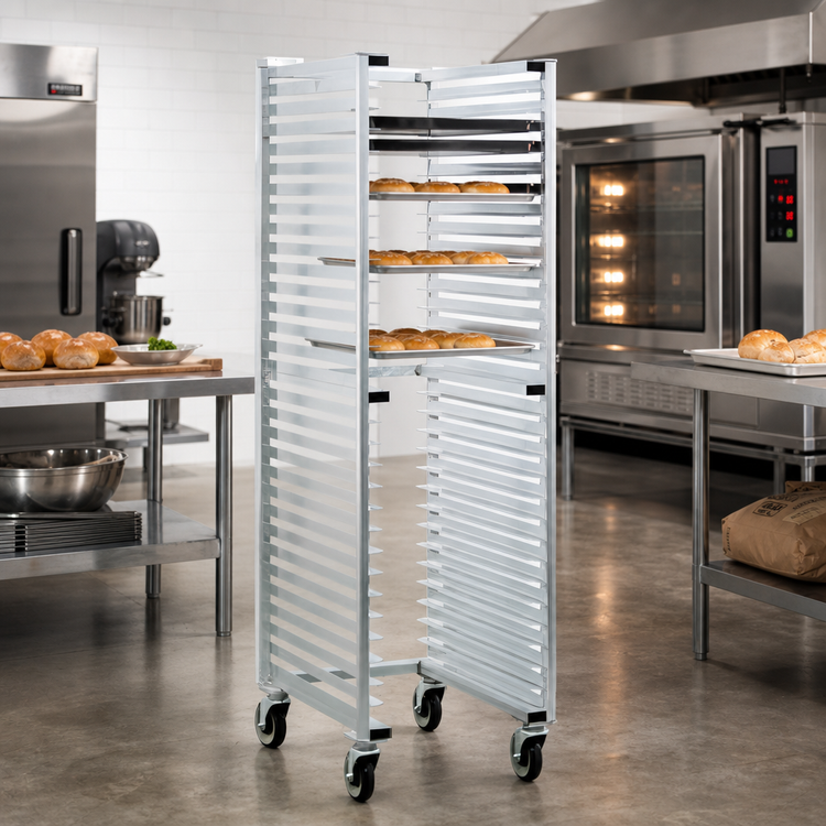 Product image #2 for New Age 1330U U-Type Nesting Full-Height Mobile Bun Pan Rack, 30-Pan Capacity, Aluminum