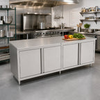 Thumbnail image #2 for John Boos 4CH4-36120 Enclosed Stainless Steel Work Table, Cabinet Base with Hinged Doors, 120 x 36 in, 14-Gauge 300 Series Flat Top