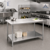 Thumbnail image #2 for Advance Tabco 84 Inch x 36 Inch Flat Top Work Table with Adjustable Galvanized Undershelf and Legs, 304 Stainless Steel Top