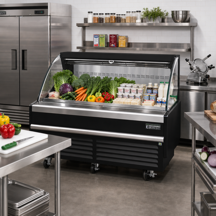 Product image #2 for Everest Refrigeration Horizontal Open-Air Merchandiser Cooler, 73-1/4-Inch W x 34-1/4-Inch D x 41-Inch H, 11.4 Cu. Ft., Black, Self-Contained Bottom Mount