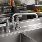 Thumbnail image #2 for Krowne Royal Series 15-406L Deck-Mount Manual Faucet, 4-Inch Centers, 6-Inch Swing/Swivel Spout, 1/4-Turn Ceramic Valve, Low-Lead