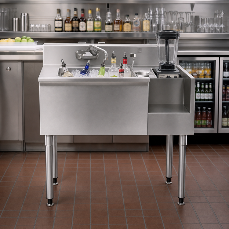 Product image #2 for Eagle Group 1800 Series 36 Inch Underbar Ice Bin/Cocktail Station with Left Ice Bin and Blender Recess
