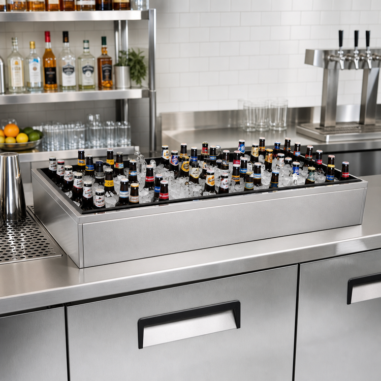 Product image #2 for Glastender Back Bar Ice Display Unit, 36-Inch x 24-Inch x 7-Inch, Stainless Steel