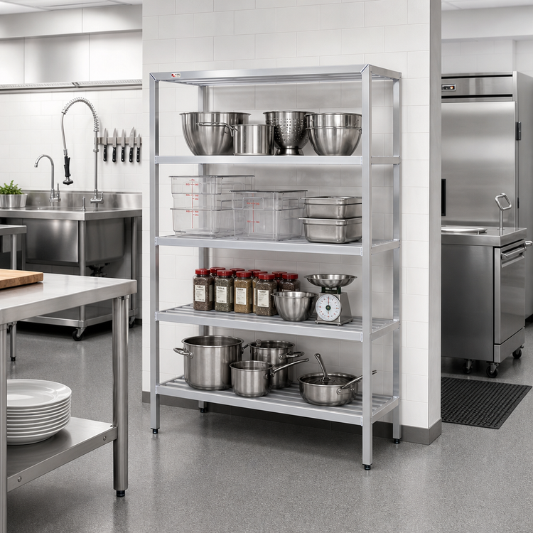 Product image #2 for New Age H.D. Series Heavy-Duty Aluminum 4-Shelf Shelving Unit, 42W x 24D x 72H