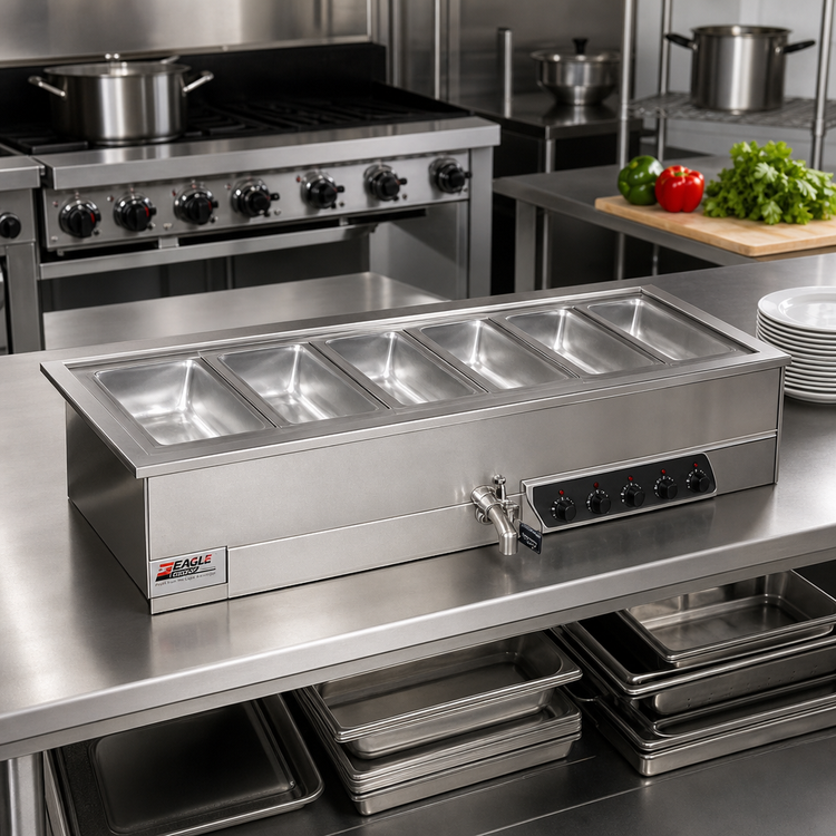 Product image #2 for Eagle Group SGDI-6-240T6-D 6-Well Electric Drop-In Hot Food Well Unit with Drain