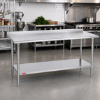 Thumbnail image #2 for Duke Manufacturing 316S-3684-2R 84-Inch x 36-Inch 16-Gauge 300 Series Stainless Steel Work Table with 1-1/8-Inch Riser and Undershelf