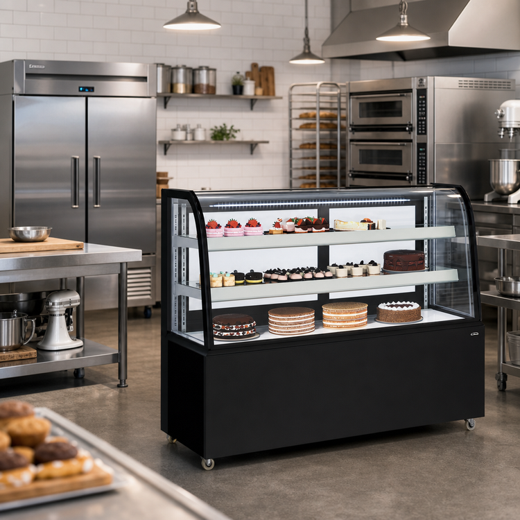 Product image #3 for KoolMore 60-Inch Refrigerated Bakery Display Case with Curved Front Glass, Black, 17.6 Cu Ft
