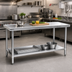 Thumbnail image #2 for Eagle Spec-Master Marine Series 144-Inch x 24-Inch 14-Gauge 300 Series Stainless Steel Work Table with Adjustable Galvanized Undershelf