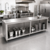 Thumbnail image #2 for John Boos 132-Inch W x 24-Inch D Open Front Stainless Steel Work Table with Cabinet Base