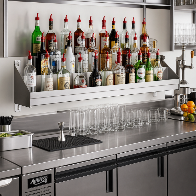 Product image #2 for Advance Tabco Underbar Basics 60-Inch Double-Tier Stainless Steel Speed Rail, Keyhole Mounting