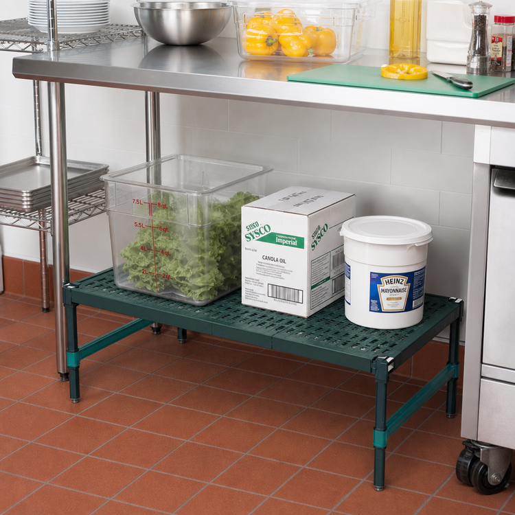 Product image #2 for QuadPlus Mobile Dunnage Rack with Standard Shelf and 3-Sided Frame, 48 x 21 x 14 in., 800 lb Capacity