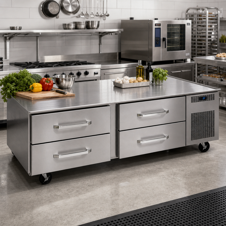 Product image #2 for Randell 105-Inch Self-Contained Refrigerated Chef Base Equipment Stand with 6 Drawers, Right-Side Compressor