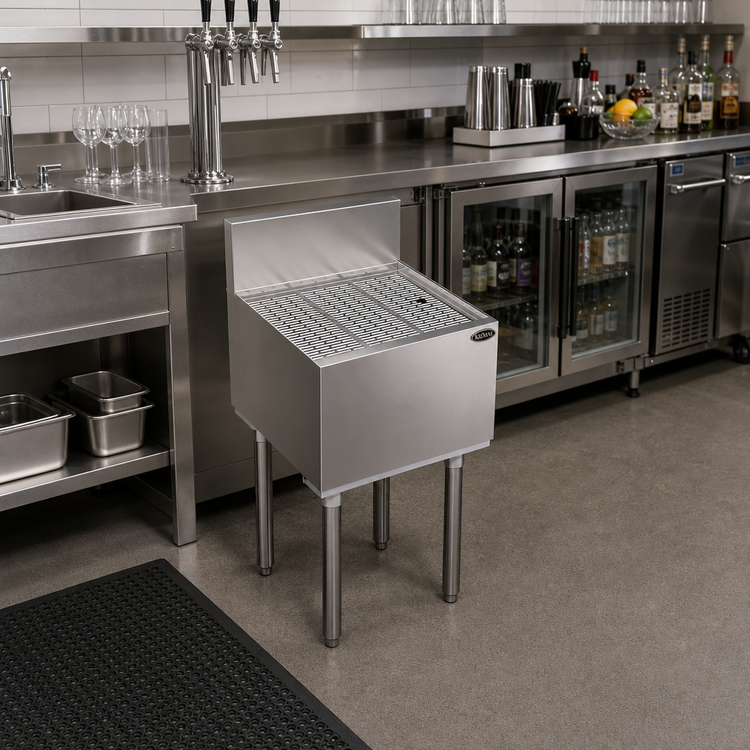 Product image #2 for Krowne Royal Series Freestanding Underbar Drainboard, Stainless Steel, 18 x 19 Inches, 1-Inch Drain